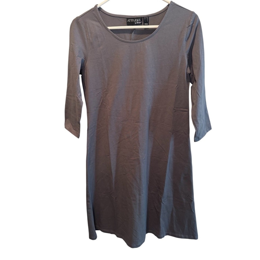 Attitudes by Renee Womens Gray 3/4 Sleeve Scoop Neck Knit Dress XSP NEW Capsule
